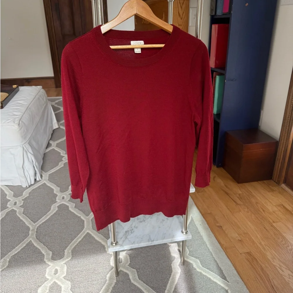 J. Crew Rich Red Crew Neck Sweater